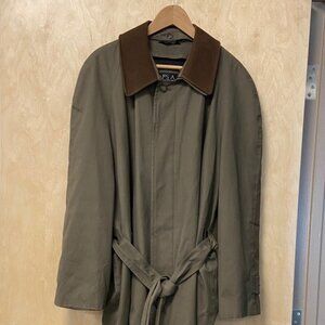 Jos A Bank Full Length Coat Men’s 44R Zip Out Lining Ultrasuede Collar